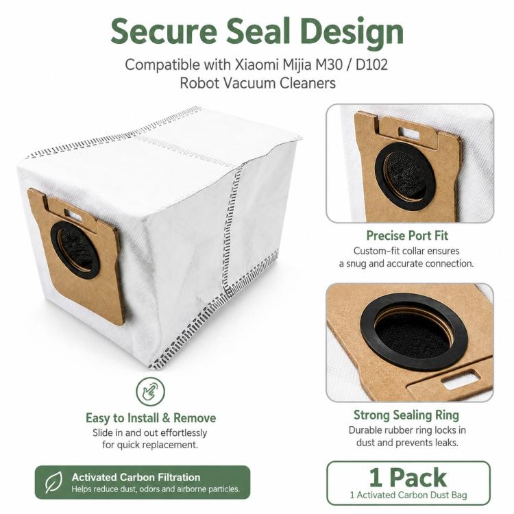 Replacement Accessories for Xiaomi Mijia M30 Robot Vacuum Cleaner, Specification:Activated Carbon Dust Bag