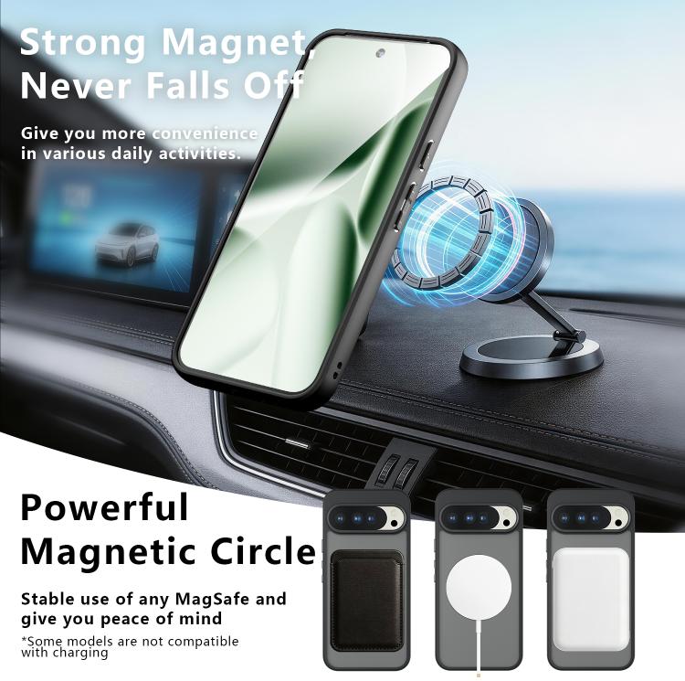 For Google Pixel 10 Pro XL Armor Magnetic Holder PC Hybrid TPU Phone Case - Frosted Black