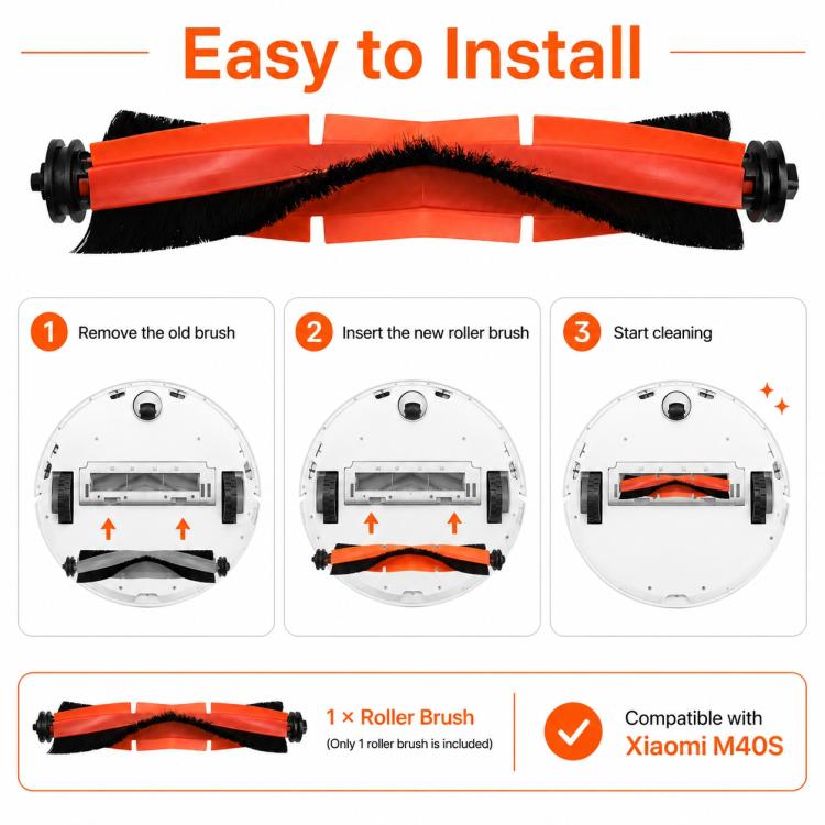 Replacement Accessories for Xiaomi Mijia M40 S Robot Vacuum Cleaner, Specification:Main Brush