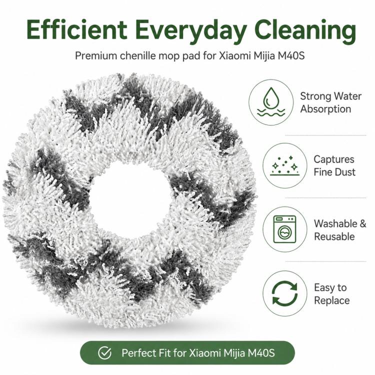 Replacement Accessories for Xiaomi Mijia M40 S Robot Vacuum Cleaner, Specification:White Striped Mop Pad