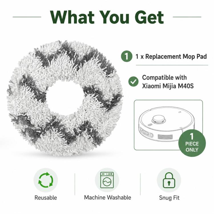 Replacement Accessories for Xiaomi Mijia M40 S Robot Vacuum Cleaner, Specification:White Striped Mop Pad