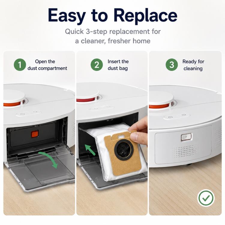 Replacement Accessories for Xiaomi Mijia M40 S Robot Vacuum Cleaner, Specification:Activated Carbon Dust Bag