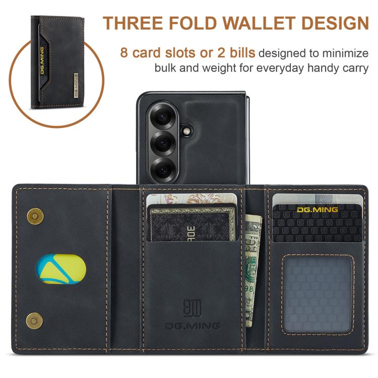 For Galaxy Z Fold7 5G DG.MING M2 Series 3-Fold Multi Card Bag + Magnetic Phone Case