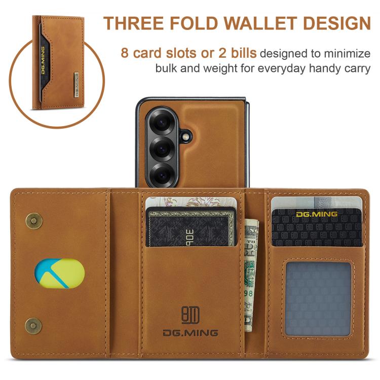 For Galaxy Z Fold7 5G DG.MING M2 Series 3-Fold Multi Card Bag + Magnetic Phone Case