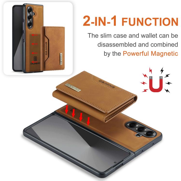 For Galaxy Z Fold7 5G DG.MING M2 Series 3-Fold Multi Card Bag + Magnetic Phone Case