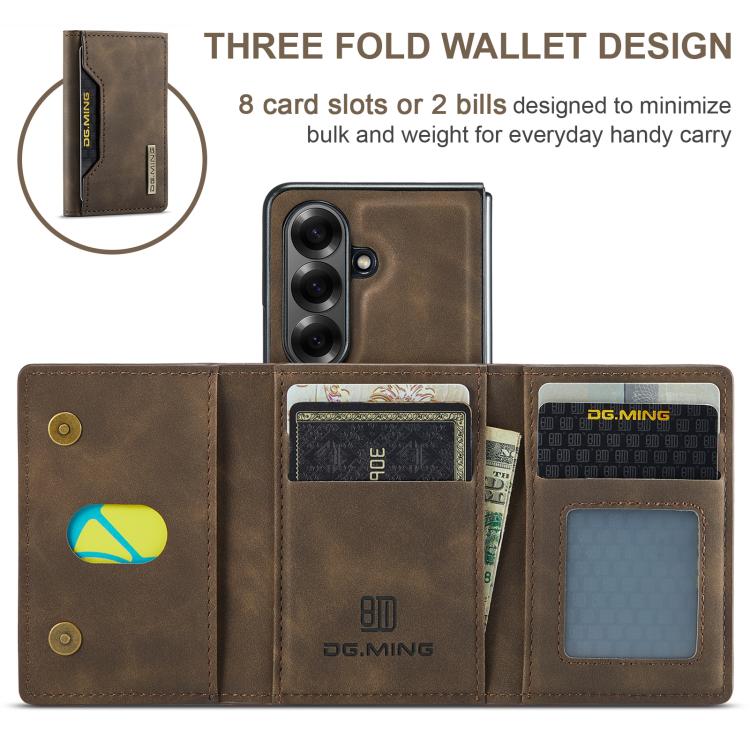 For Galaxy Z Fold7 5G DG.MING M2 Series 3-Fold Multi Card Bag + Magnetic Phone Case