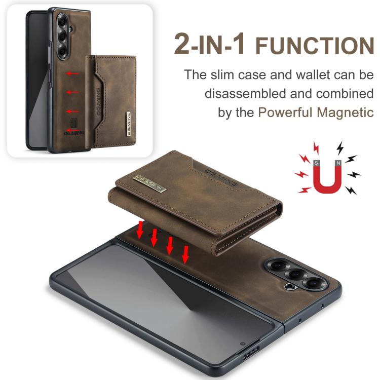 For Galaxy Z Fold7 5G DG.MING M2 Series 3-Fold Multi Card Bag + Magnetic Phone Case