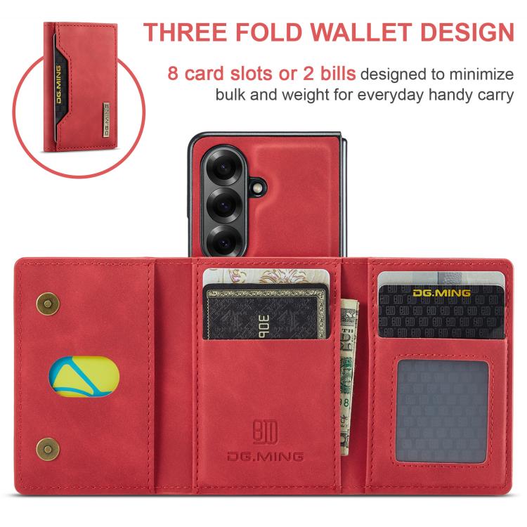 For Galaxy Z Fold7 5G DG.MING M2 Series 3-Fold Multi Card Bag + Magnetic Phone Case