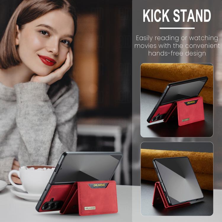 For Galaxy Z Fold7 5G DG.MING M2 Series 3-Fold Multi Card Bag + Magnetic Phone Case