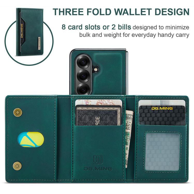 For Galaxy Z Fold7 5G DG.MING M2 Series 3-Fold Multi Card Bag + Magnetic Phone Case