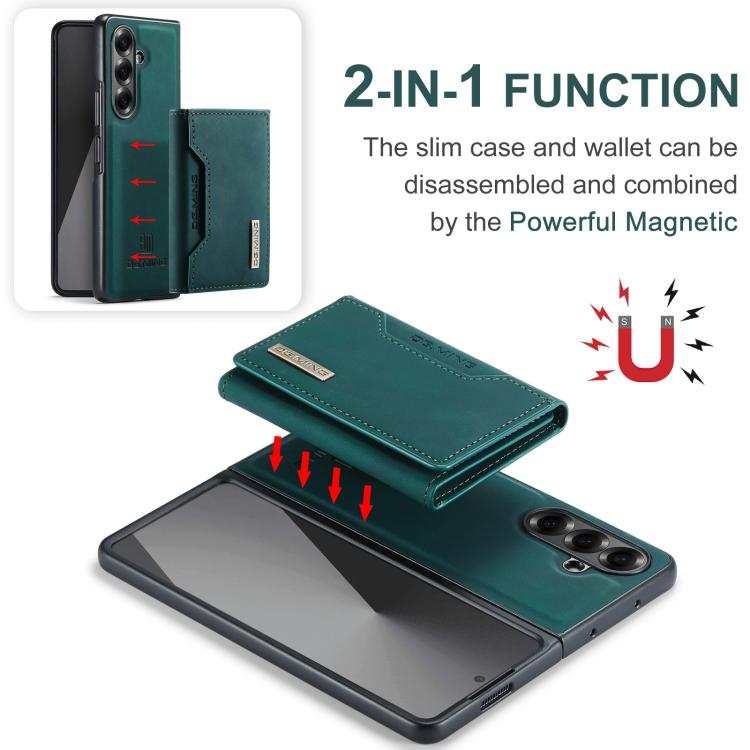 For Galaxy Z Fold7 5G DG.MING M2 Series 3-Fold Multi Card Bag + Magnetic Phone Case