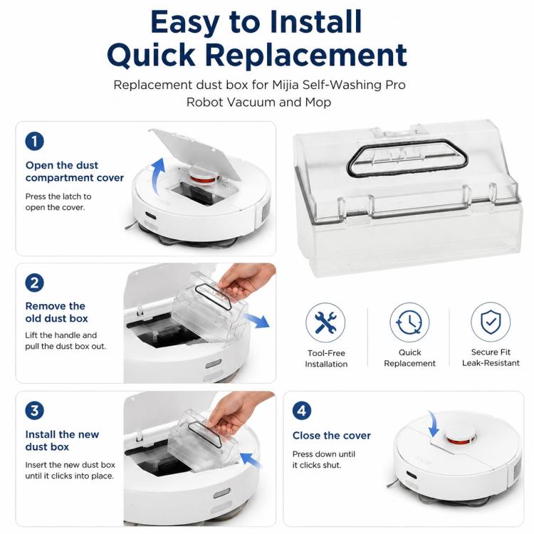 Robot Vacuum Cleaner Replacement Accessories for Xiaomi Mijia Robot Vacuum Mop Pro, Specification:Dust Box