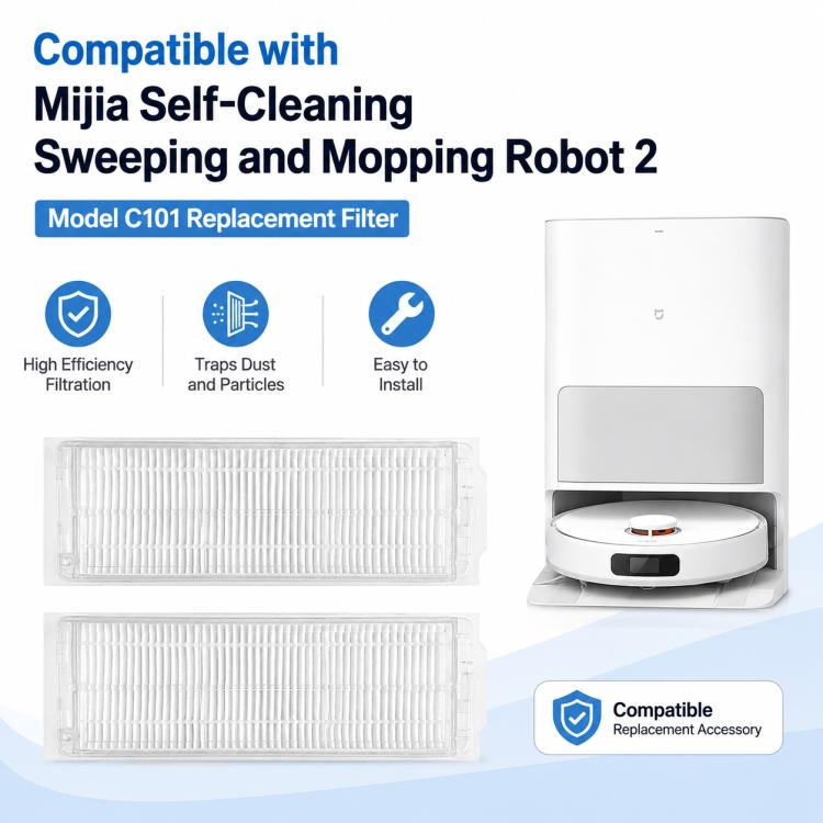 Robot Vacuum Cleaner Replacement Accessories for Xiaomi Mijia Robot Vacuum Mop 2, Specification:Dual Filter