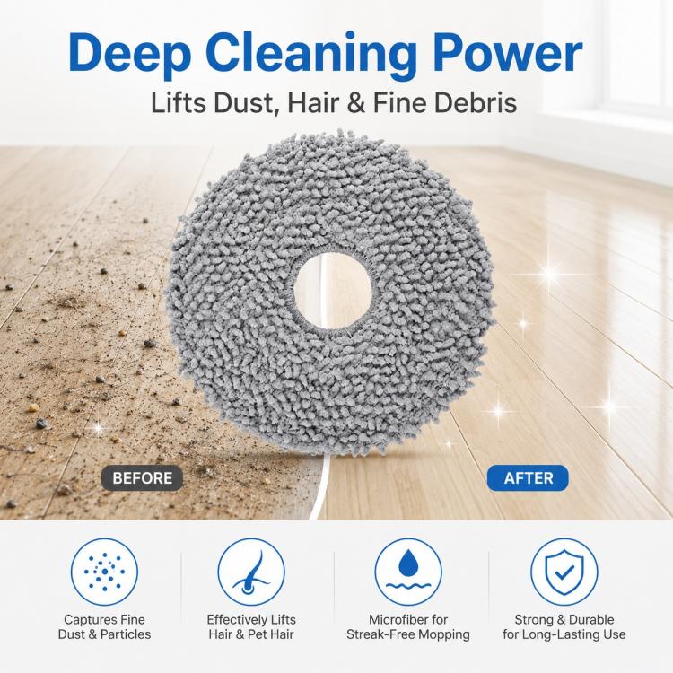 Robot Vacuum Cleaner Replacement Accessories for Xiaomi Mijia Robot Vacuum Mop 2, Specification:Dark Gray Mop Pad