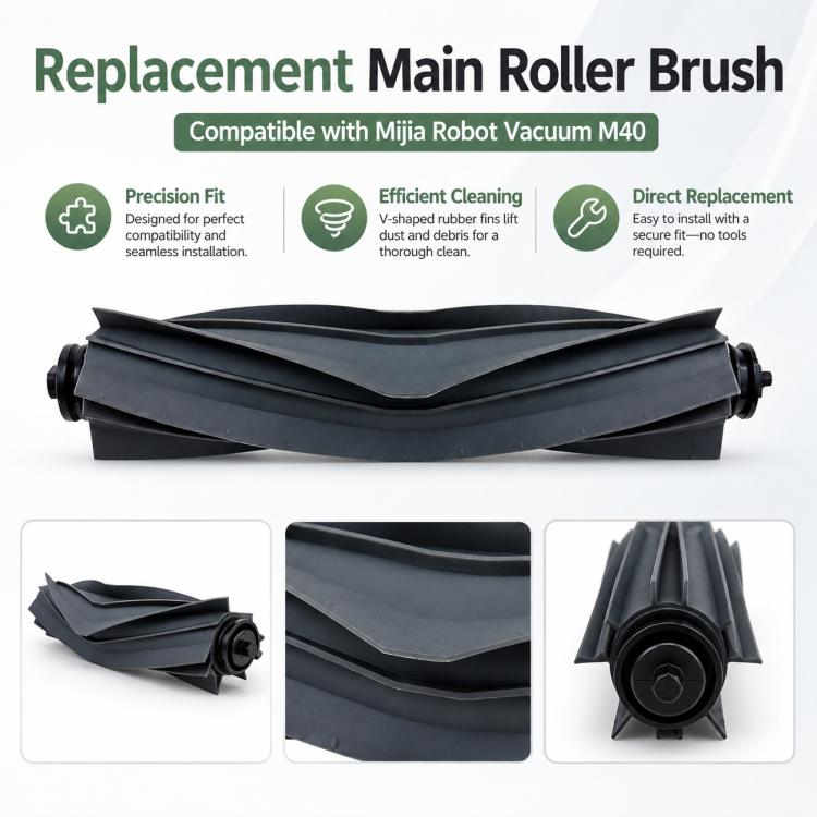 Replacement Accessories for Xiaomi Mijia M40 Robot Vacuum Cleaner, Specification:Rubber Roller Brush