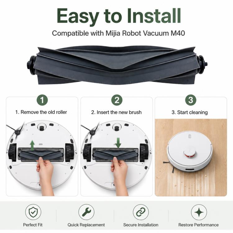 Replacement Accessories for Xiaomi Mijia M40 Robot Vacuum Cleaner, Specification:Rubber Roller Brush