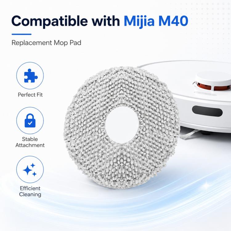 Replacement Accessories for Xiaomi Mijia M40 Robot Vacuum Cleaner, Specification:Light Gray Mop Pad
