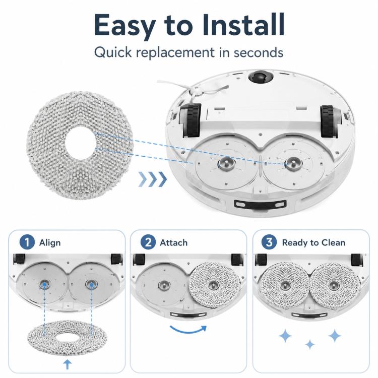 Replacement Accessories for Xiaomi Mijia M40 Robot Vacuum Cleaner, Specification:Light Gray Mop Pad