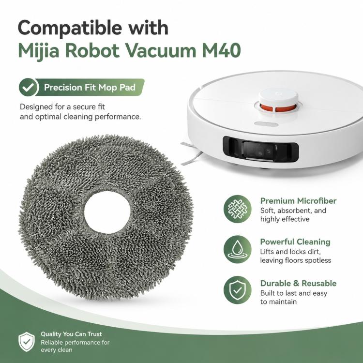 Replacement Accessories for Xiaomi Mijia M40 Robot Vacuum Cleaner, Specification:Dark Gray Mop Pad