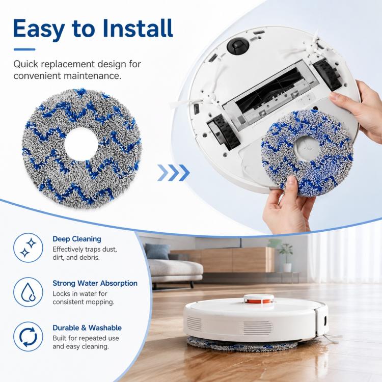 Replacement Accessories for Xiaomi Mijia M40 Robot Vacuum Cleaner, Specification:Blue Striped Mop Pad