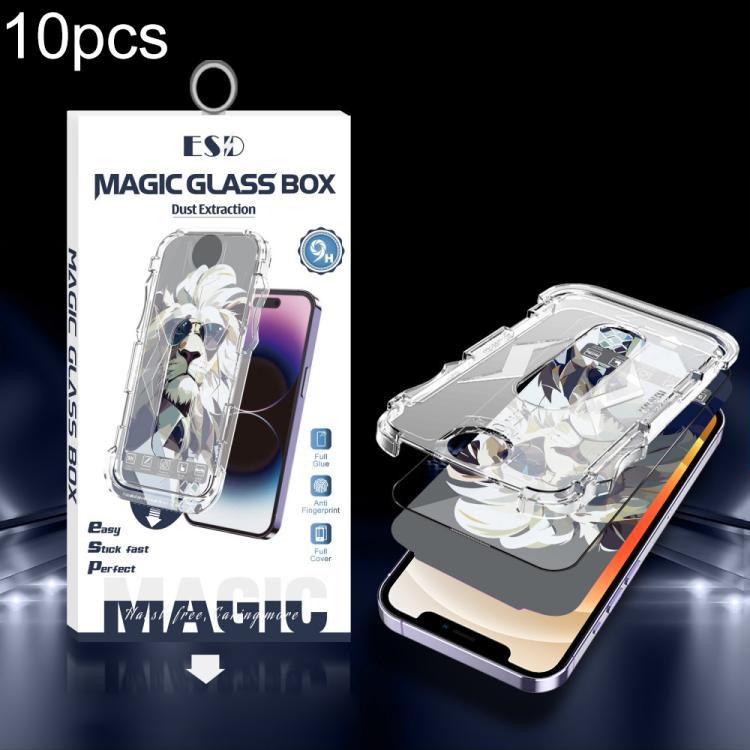 For iPhone 12 / 12 Pro 10pcs Easy Install Dust-proof Box HD Tempered Glass Film