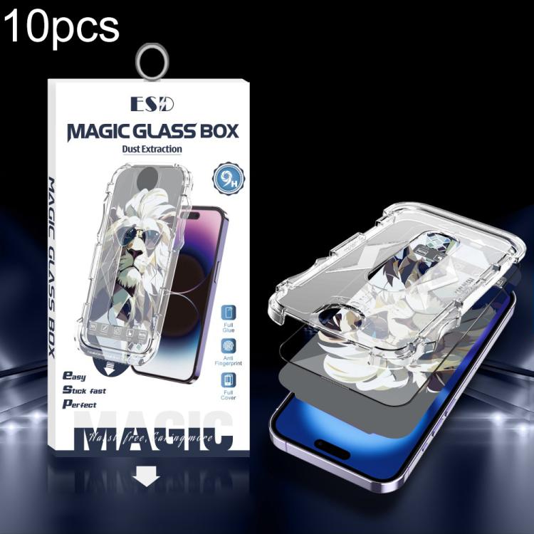 For iPhone 16 Plus / 15 Plus 10pcs Easy Install Dust-proof Box HD Tempered Glass Film