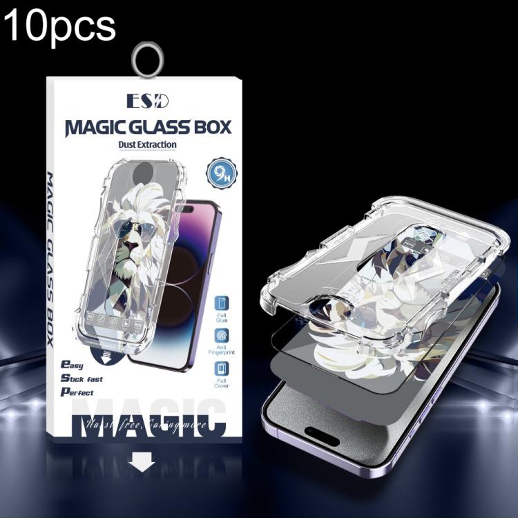 For iPhone 15 Pro Max 10pcs Easy Install Dust-proof Box HD Tempered Glass Film