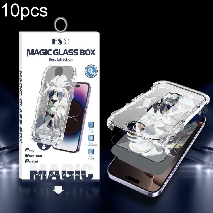 For iPhone 16 Pro Max 10pcs Easy Install Dust-proof Box HD Tempered Glass Film