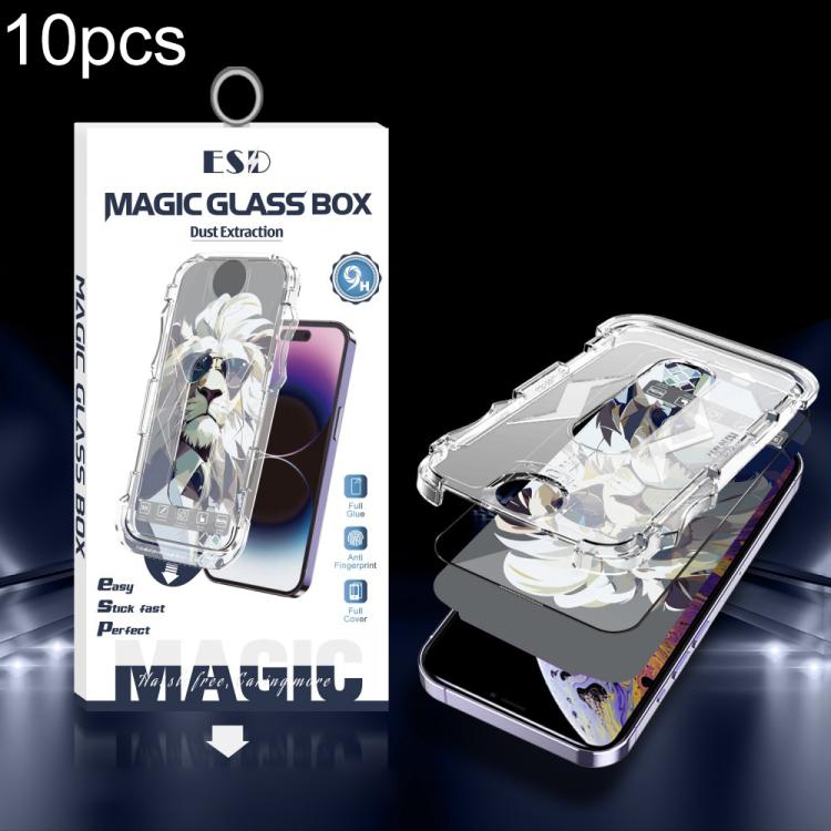 For iPhone XS Max 10pcs Easy Install Dust-proof Box HD Tempered Glass Film