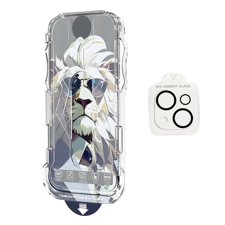 For iPhone 14 Plus 10pcs Easy Install Dust-proof Box HD Tempered Glass Film with Lens Film