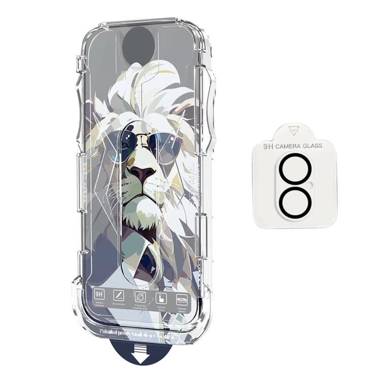For iPhone 16 Plus 10pcs Easy Install Dust-proof Box HD Tempered Glass Film with Lens Film