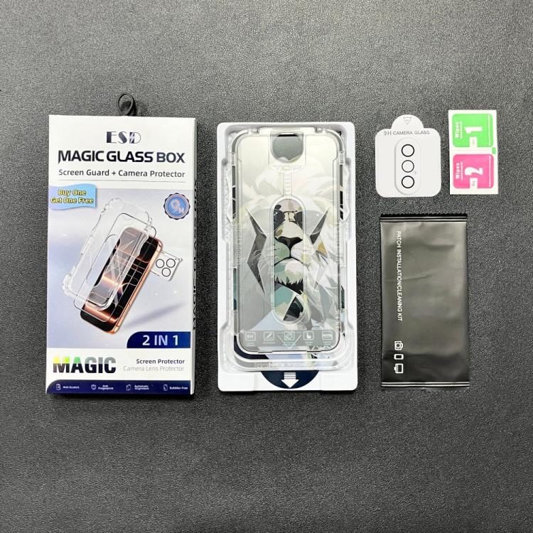 For iPhone XS Max 10pcs Easy Install Dust-proof Box HD Tempered Glass Film with Lens Film