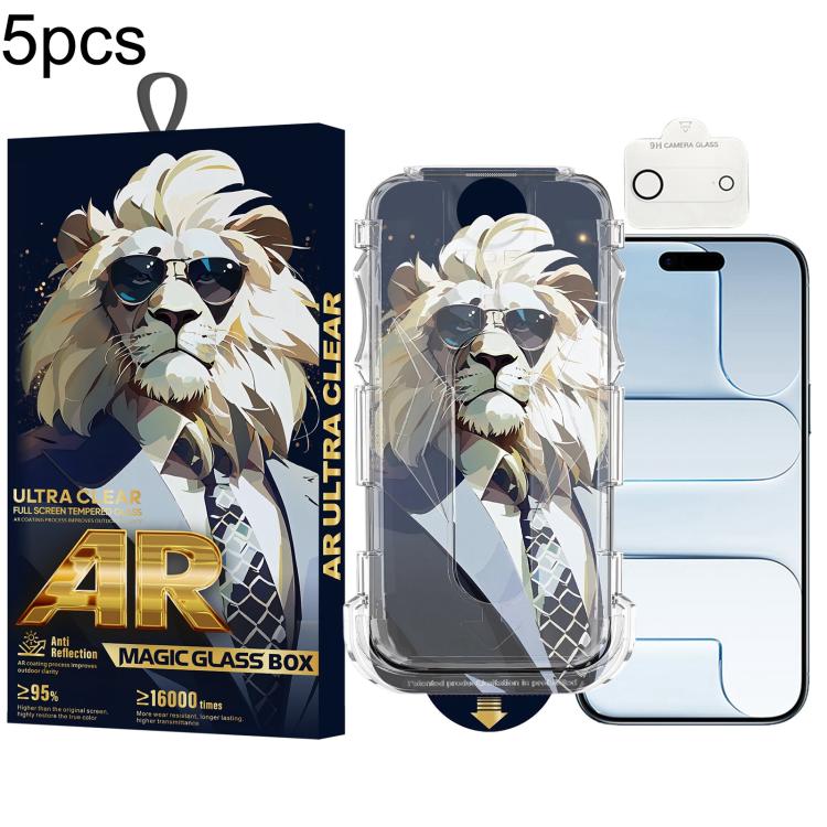 For iPhone Air 5pcs Sunglasses Lion Easy Install Dust-proof Box AR HD Tempered Glass Film with Lens Film