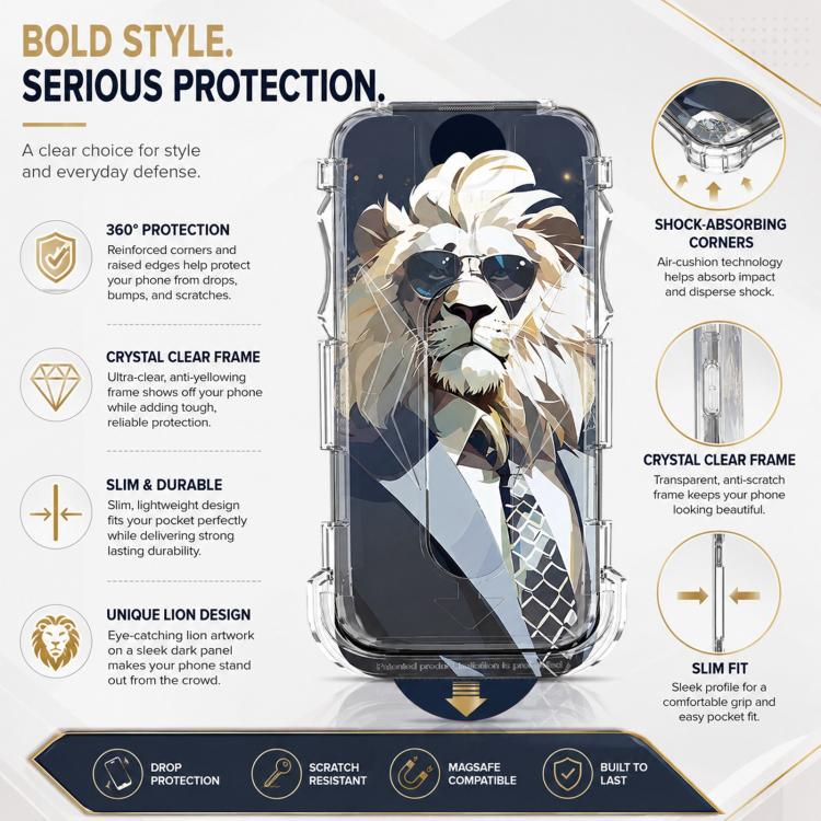 For iPhone Air 5pcs Sunglasses Lion Easy Install Dust-proof Box AR HD Tempered Glass Film