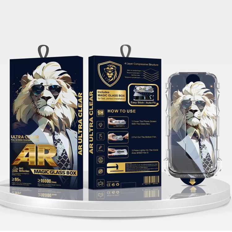 For iPhone 11 Pro Max 5pcs Sunglasses Lion Easy Install Dust-proof Box AR HD Tempered Glass Film