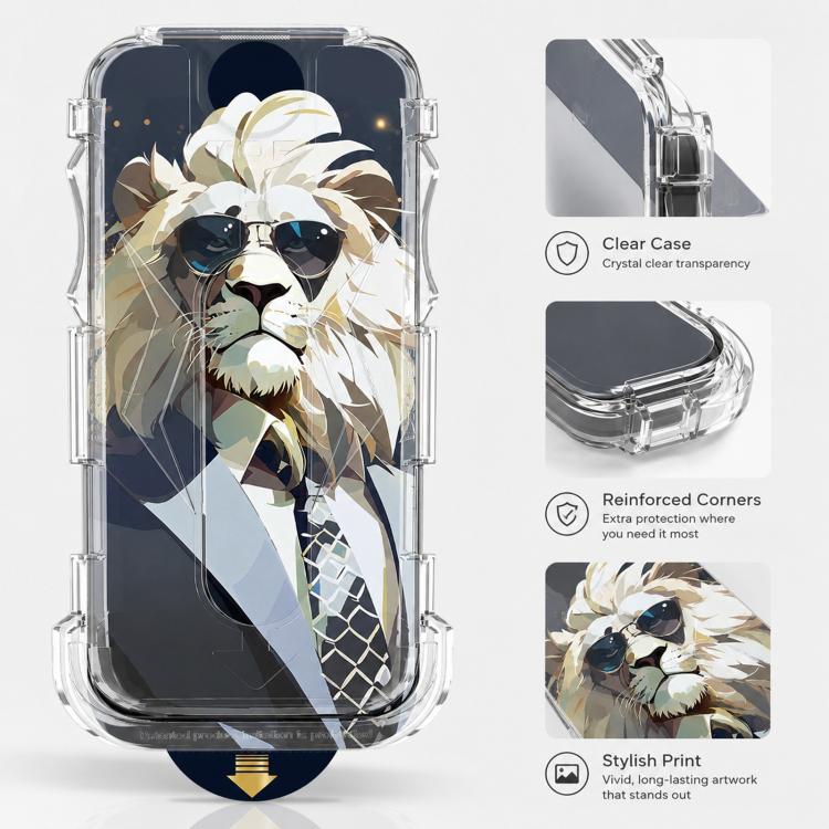 For iPhone 11 / XR 5pcs Sunglasses Lion Easy Install Dust-proof Box AR HD Tempered Glass Film