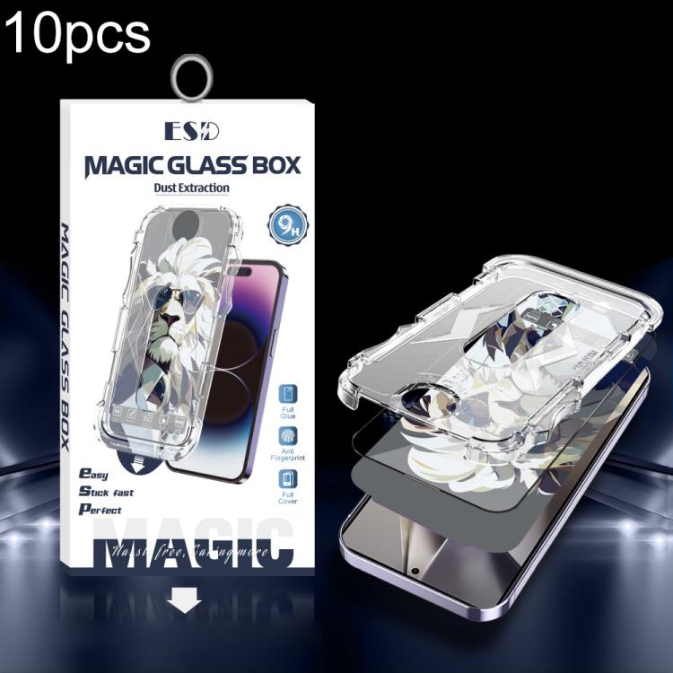For Galaxy S24 Ultra 5G 10pcs Easy Install Dust-proof Box HD Tempered Glass Film, Support Ultrasonic Unlock