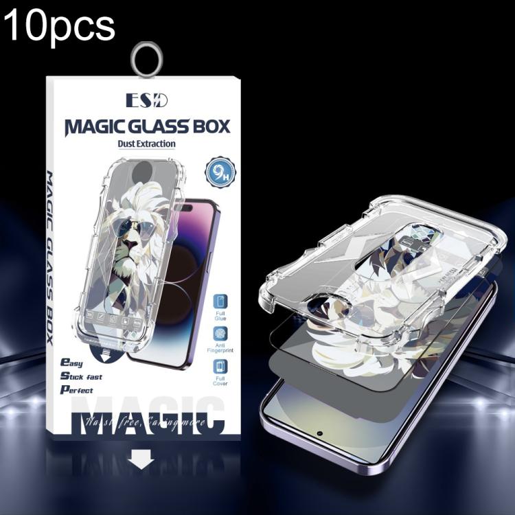 For Galaxy S25 Ultra 5G 10pcs Easy Install Dust-proof Box HD Tempered Glass Film, Support Ultrasonic Unlock