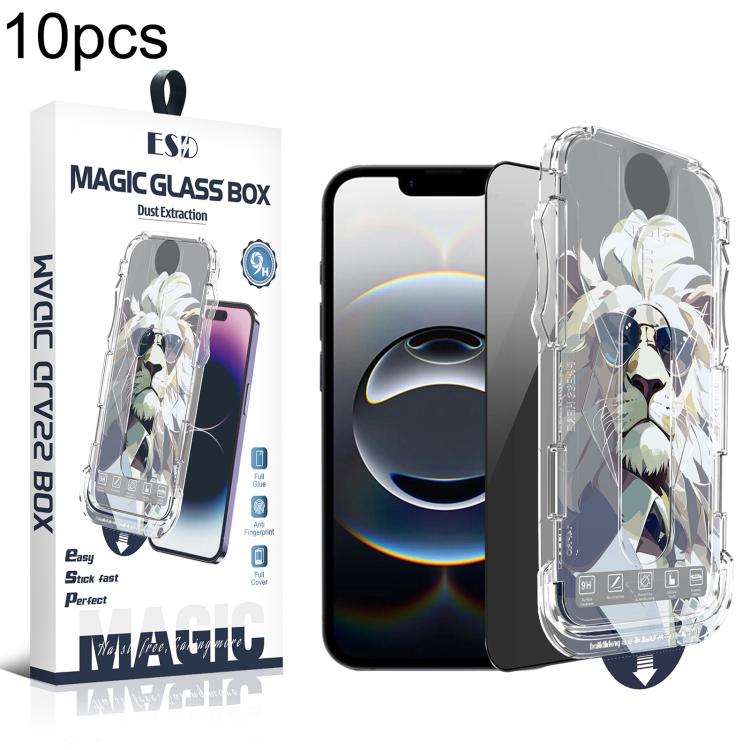 For iPhone 17e / 16e / 14 / 13 Pro 10pcs Easy Install Dust-proof Box Privacy Tempered Glass Film