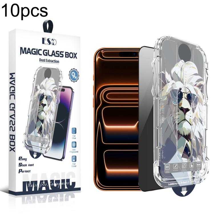 For iPhone 17 Pro 10pcs Easy Install Dust-proof Box Privacy Tempered Glass Film