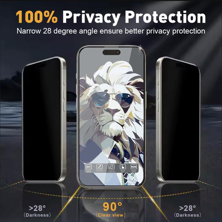 For iPhone 14 Pro 10pcs Easy Install Dust-proof Box Privacy Tempered Glass Film