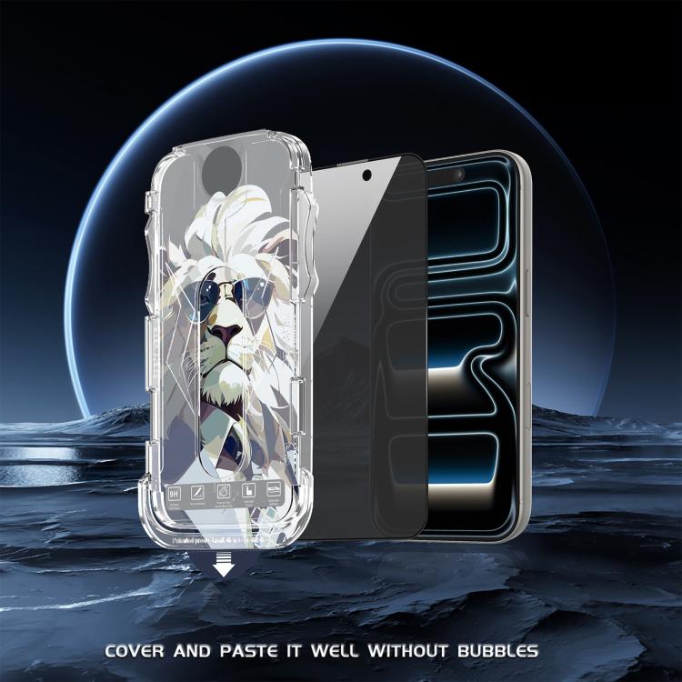 For iPhone 14 Pro 10pcs Easy Install Dust-proof Box Privacy Tempered Glass Film