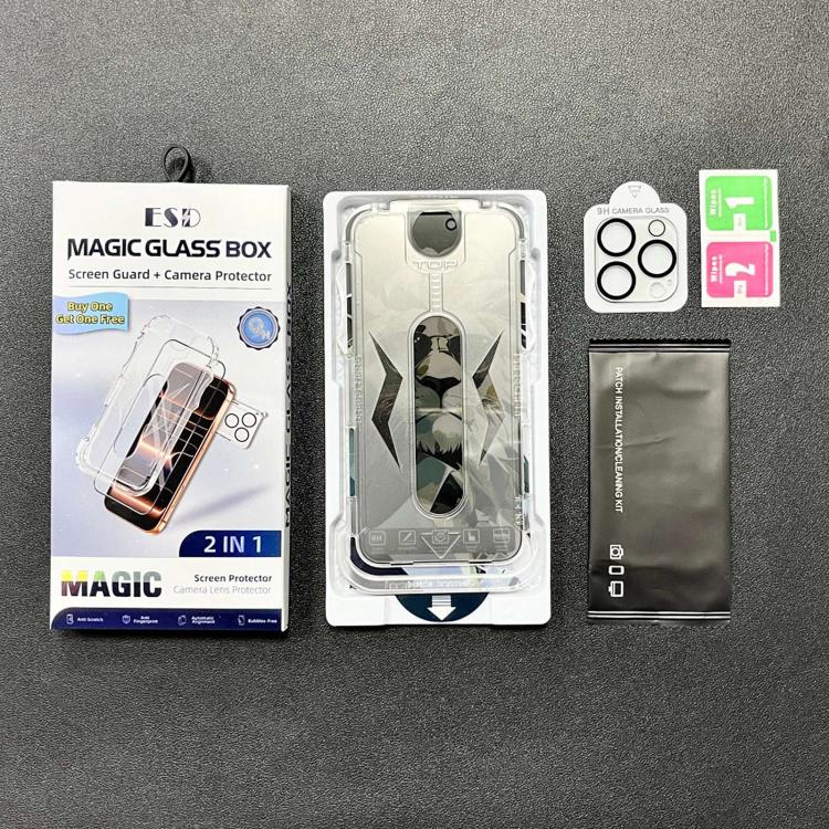 For iPhone 12 Pro Max 10pcs Easy Install Dust-proof Box Privacy Tempered Glass Film with Lens Film