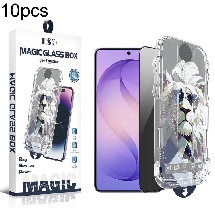 For Galaxy S26 Ultra 5G 10pcs Easy Install Dust-proof Box Privacy Tempered Glass Film, Support Ultrasonic Unlock