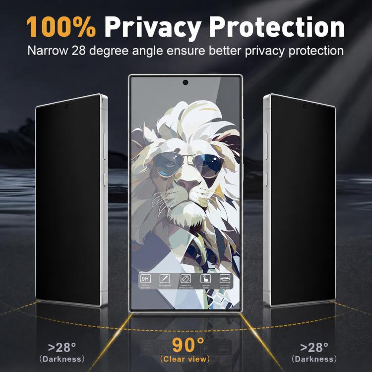 For Galaxy S26 Ultra 5G 10pcs Easy Install Dust-proof Box Privacy Tempered Glass Film, Support Ultrasonic Unlock