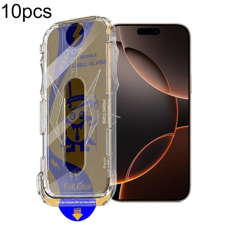 For iPhone 17 / 16 Pro 10pcs MEIDELE Easy Install Dust-proof Box Privacy Tempered Glass Film