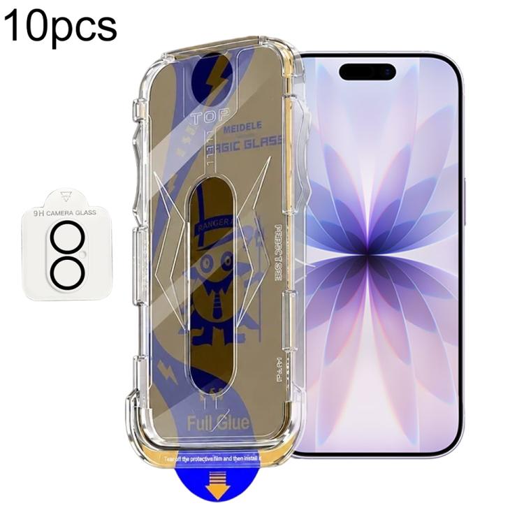 For iPhone 17 10pcs MEIDELE Easy Install Dust-proof Box Privacy Tempered Glass Film with Lens Film