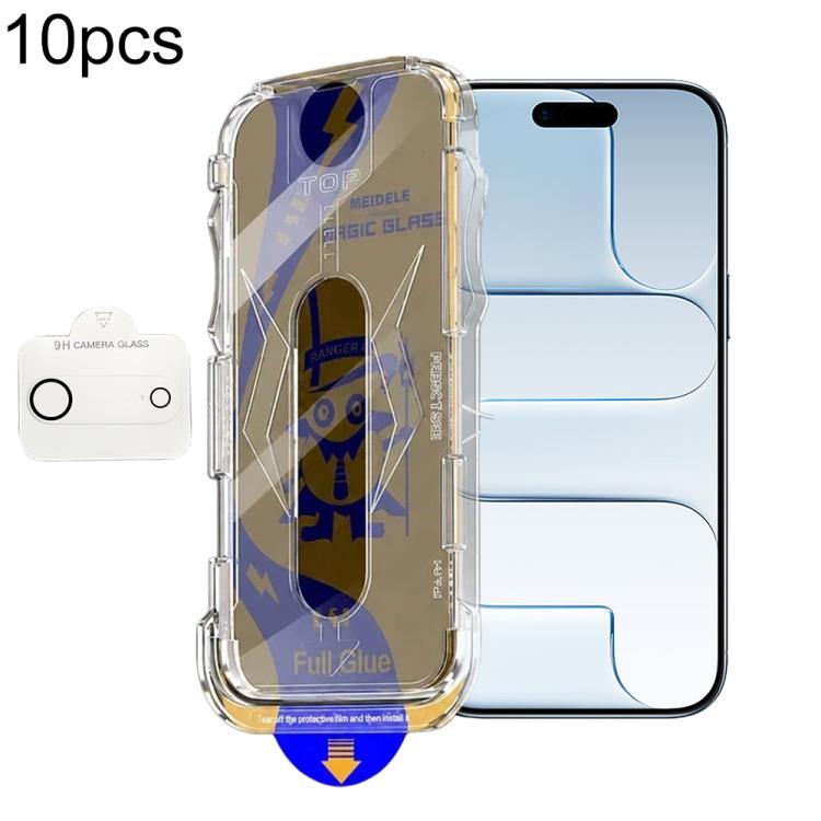 For iPhone Air 10pcs MEIDELE Easy Install Dust-proof Box Privacy Tempered Glass Film with Lens Film