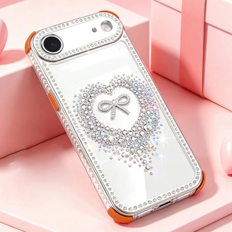 For iPhone Air Diamond Heart Bow PC Hybrid TPU Airbag Shockproof Phone Case