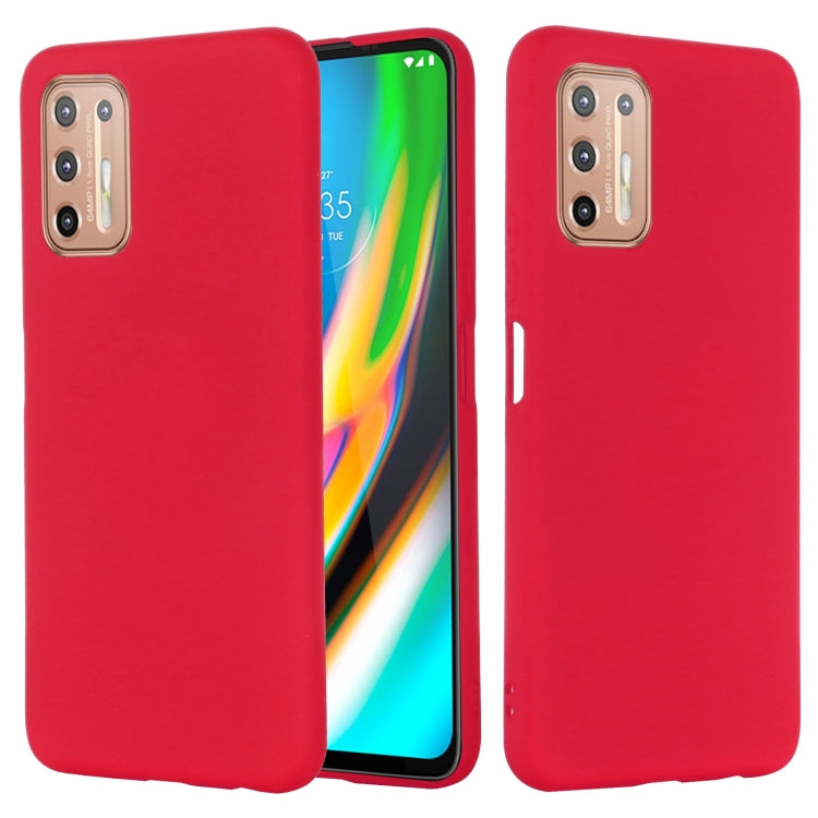 For Motorola Moto G9 Plus Pure Color Liquid Silicone Shockproof Full Coverage Case